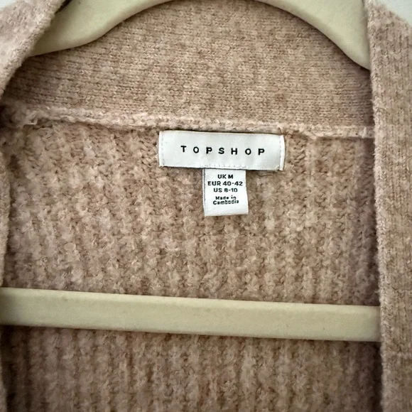 Topshop Tan Ribbed Button-Front Cardigan - Picture 3 of 3
